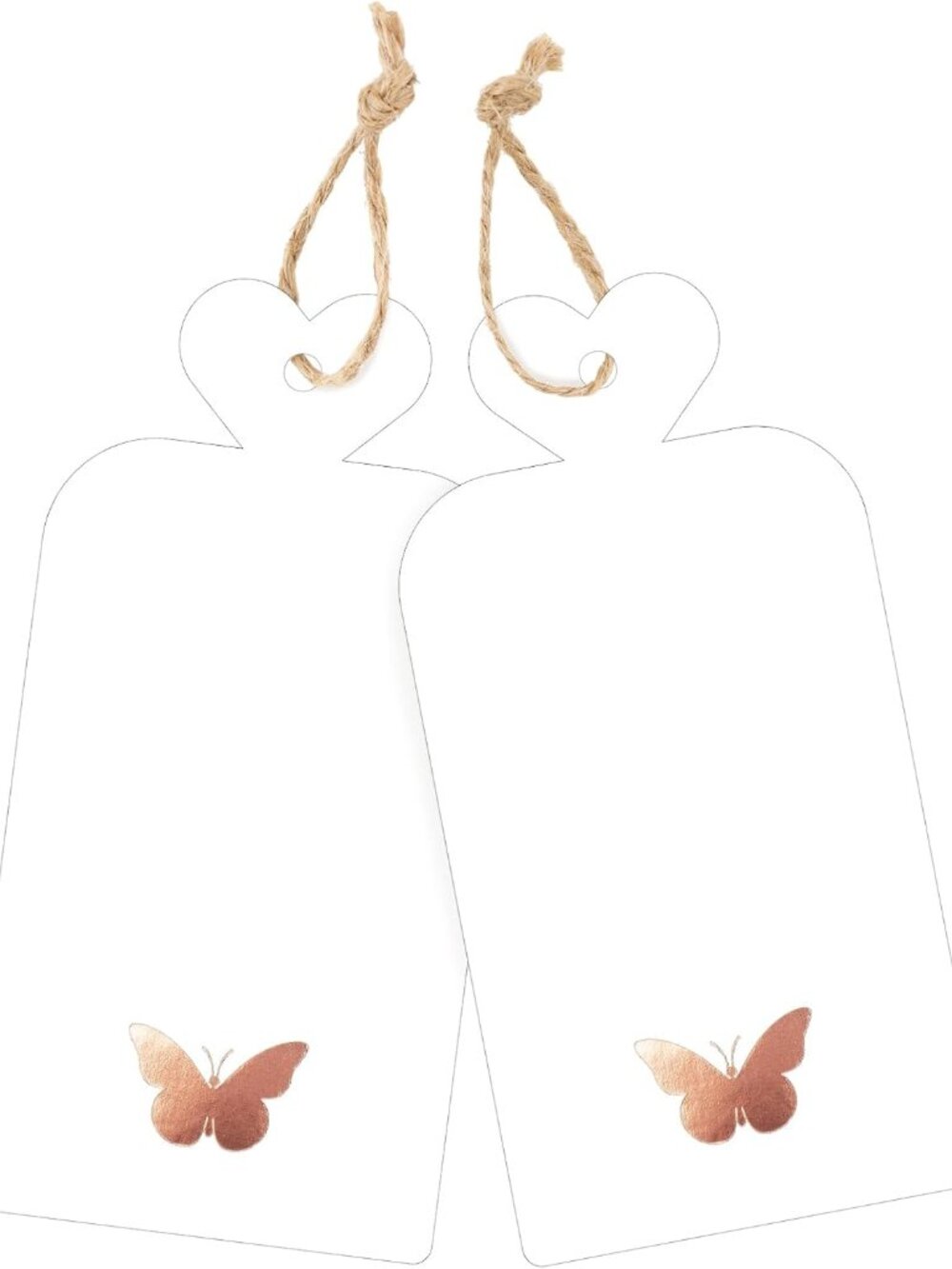 100pcs Gift Tags with String, Tags with Rose Gold Foil Butterfly